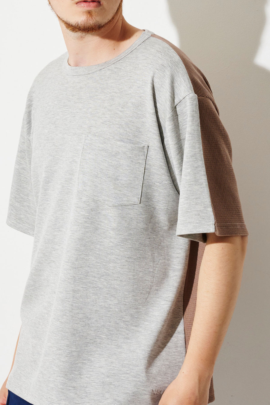 Hybrid T-SHIRT（Punch×Waffle）杢Gray×Brown [New ITEM]